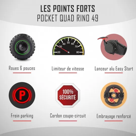 Pocket quad 49cc Bleu Rino Diamon – Image 4