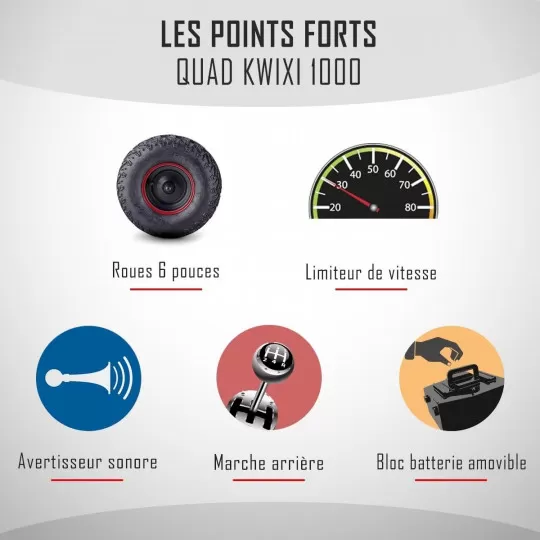 Quad électrique enfant 1000w Orange KWIXI Diamon – Image 4